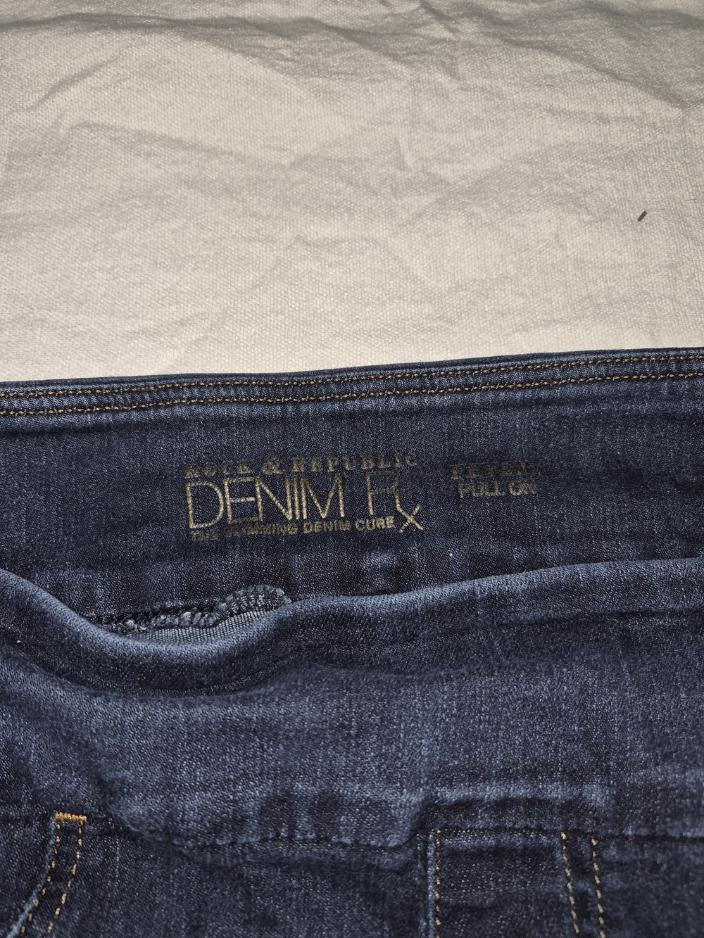 Rock Revival Women's Skinny Jeans - Dark Blue with Gold Stitching